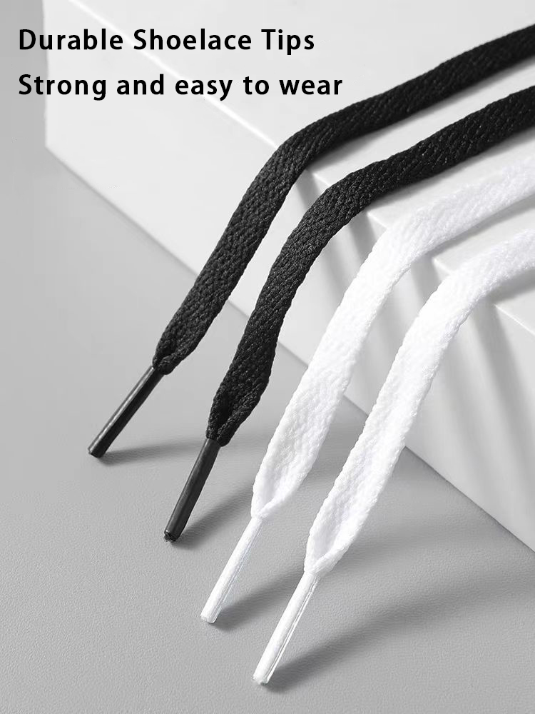 金属バックル靴ひも用クラシックブラックホワイトフラット靴ひも - Sneaker Care Accessories のレビューと価格